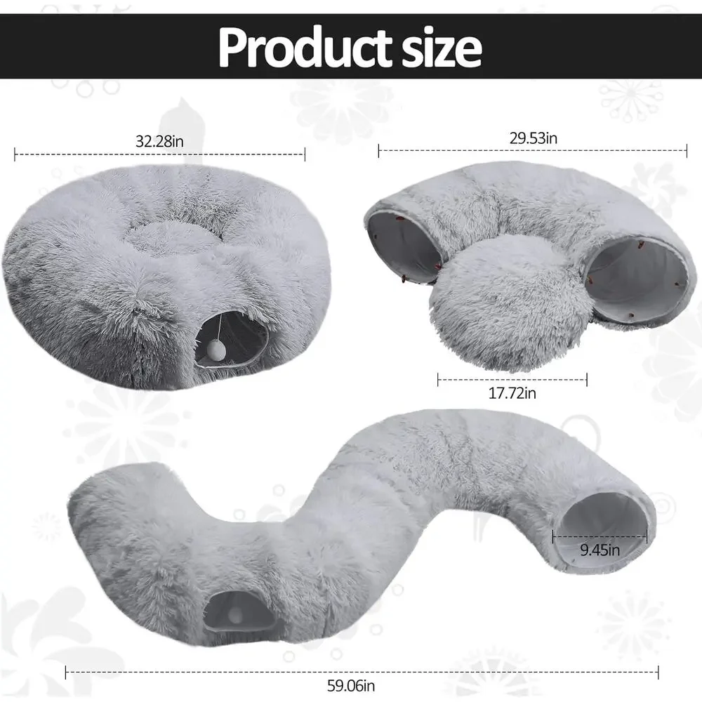 Indoor Cat Tunnel Bed with Central Mat